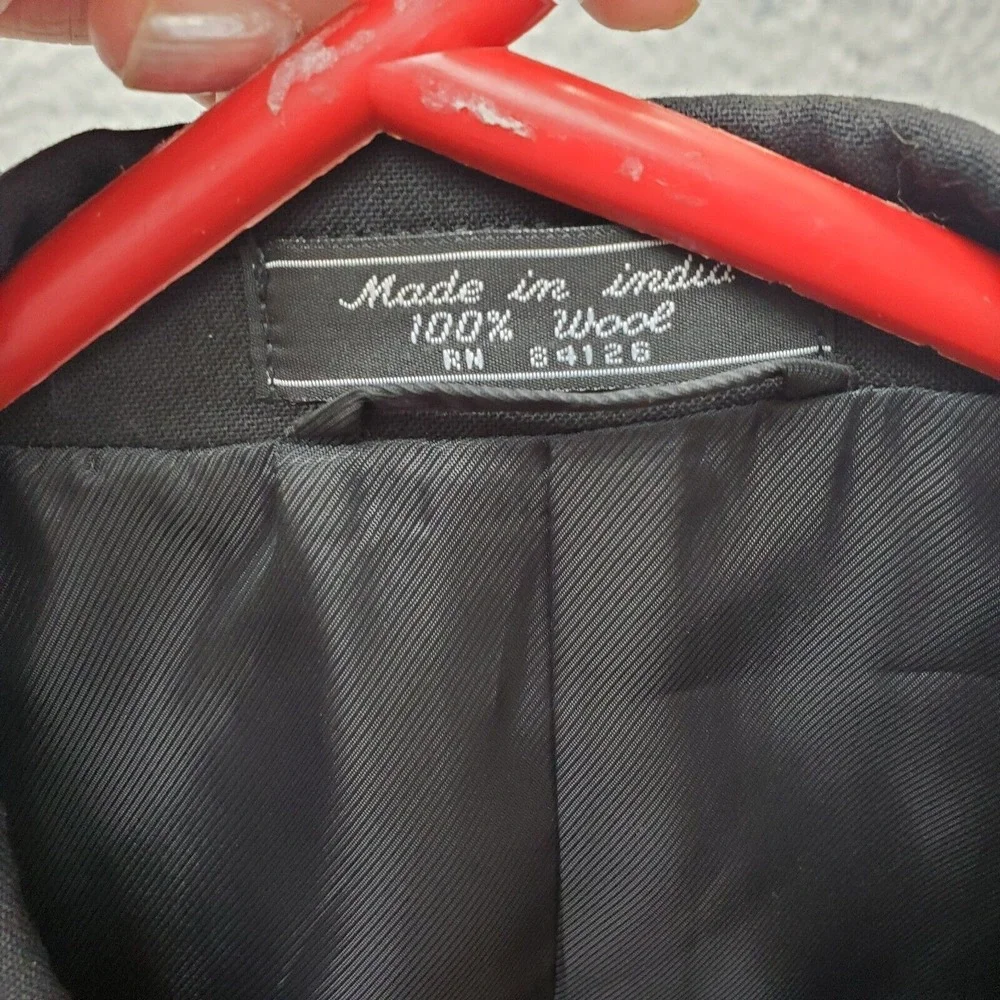 Franko Lanzetti Two Piece‎ Suit Mens 44 Black 100% Wool Tuxedo Single Breasted